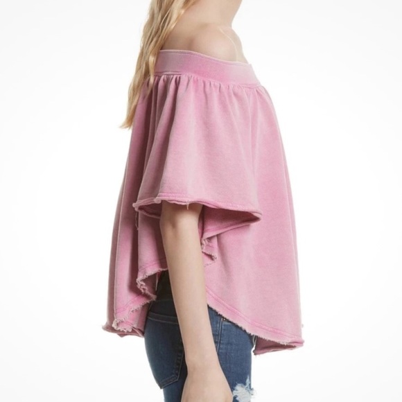Free People Pink Flowy Off-Shoulder Tunic Top - Picture 8 of 8